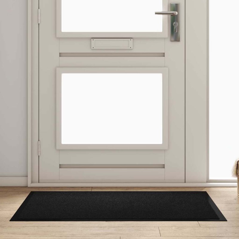 vidaXL Χαλάκι Εξώπορτας Μαύρο 60 x 40 x 1.2 εκ. Ύφασμα τέντι