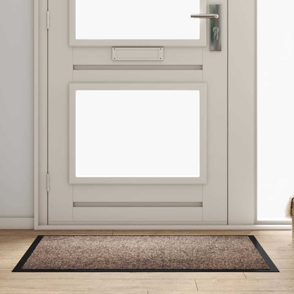 vidaXL Χαλάκι Εξώπορτας Μπεζ 60 x 40 x 1.2 εκ. Ύφασμα τέντι