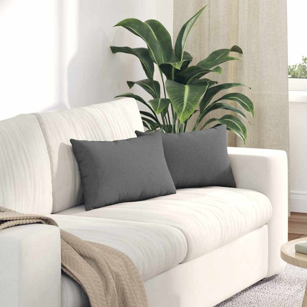 vidaXL Μαξιλάρι Καναπέ 2 τμχ. ύφασμα Σκούρο Γκρι 50 x 30 cm