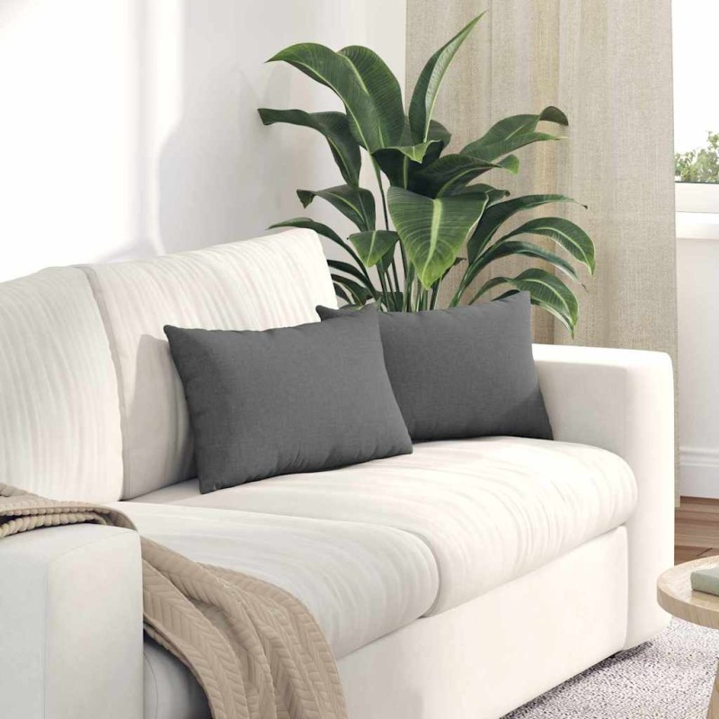vidaXL Μαξιλάρι Καναπέ 2 τμχ. ύφασμα Σκούρο Γκρι 50 x 30 cm