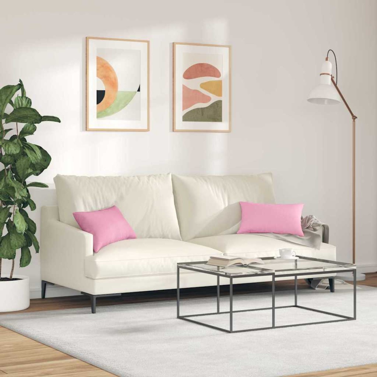 vidaXL Μαξιλάρι Καναπέ 2 τμχ. ύφασμα Ροζ 50 x 30 cm