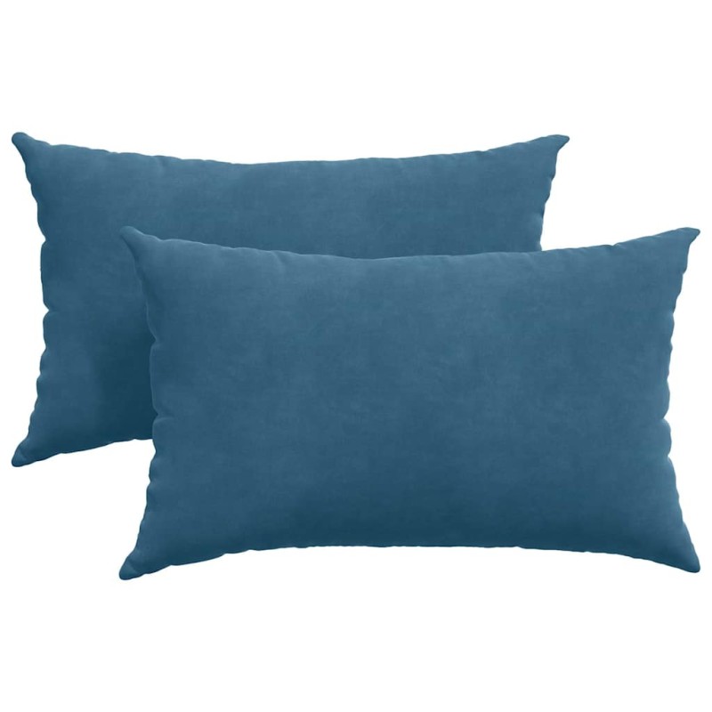 vidaXL Μαξιλάρι Καναπέ 2 pcs Μπλε 50 x 30 cm Υφασμάτινο Κορντουρά