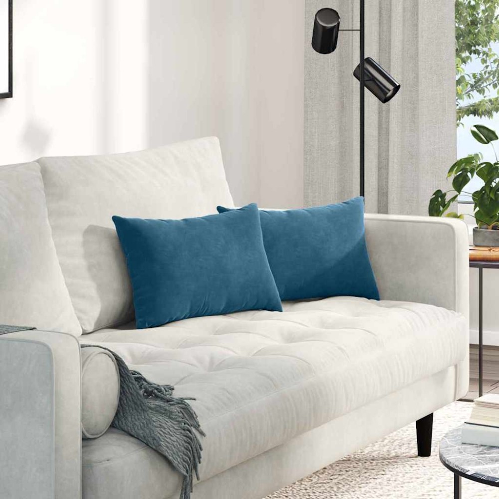 vidaXL Μαξιλάρι Καναπέ 2 pcs Μπλε 50 x 30 cm Υφασμάτινο Κορντουρά