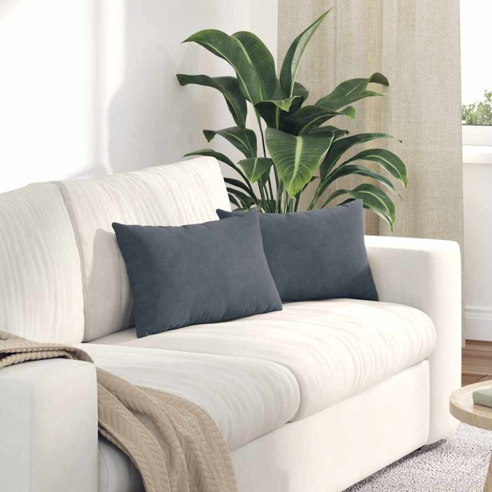 vidaXL Μαξιλάρι Καναπέ 2 pcs Σκούρο γκρι 50 x 30 cm