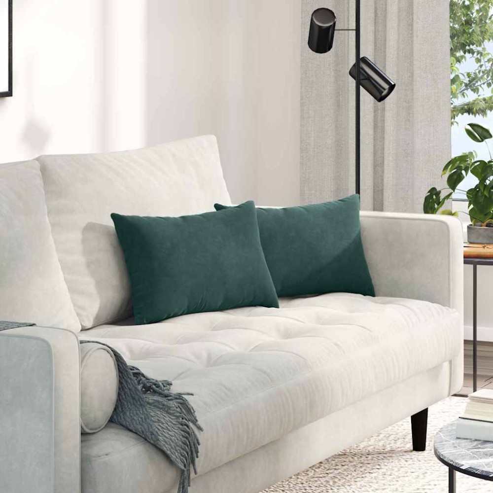 vidaXL Μαξιλάρι Καναπέ 2 pcs Σκούρο πράσινο 50 x 30 cm