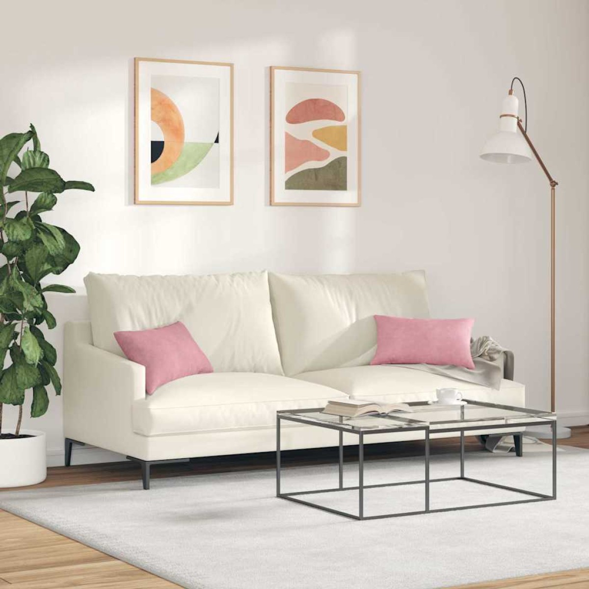 vidaXL Μαξιλάρι Καναπέ 2 pcs Ροζ 50 x 30 cm Υφασμάτινο Κορντουρά