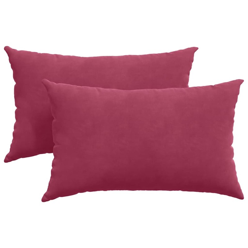 vidaXL Μαξιλάρι Καναπέ 2 pcs Μπορντό 50 x 30 cm Υφασμάτινο Κορντουρά