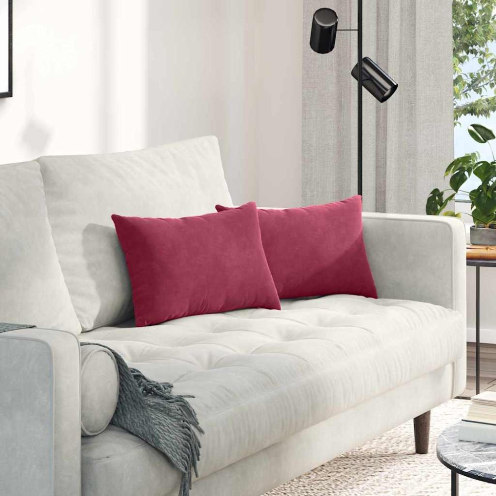 vidaXL Μαξιλάρι Καναπέ 2 pcs Μπορντό 50 x 30 cm Υφασμάτινο Κορντουρά