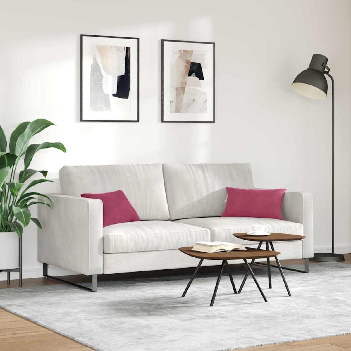 vidaXL Μαξιλάρι Καναπέ 2 pcs Μπορντό 50 x 30 cm Υφασμάτινο Κορντουρά