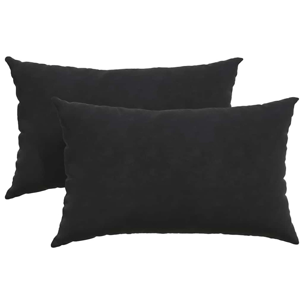 vidaXL Μαξιλάρι Καναπέ 2 pcs Μαύρο 50 x 30 cm Υφασμάτινο Κορντουρά