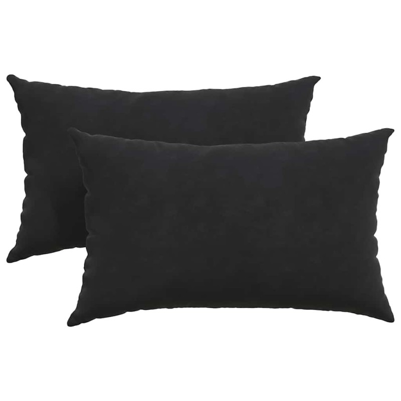 vidaXL Μαξιλάρι Καναπέ 2 pcs Μαύρο 50 x 30 cm Υφασμάτινο Κορντουρά
