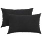 vidaXL Μαξιλάρι Καναπέ 2 pcs Μαύρο 50 x 30 cm Υφασμάτινο Κορντουρά