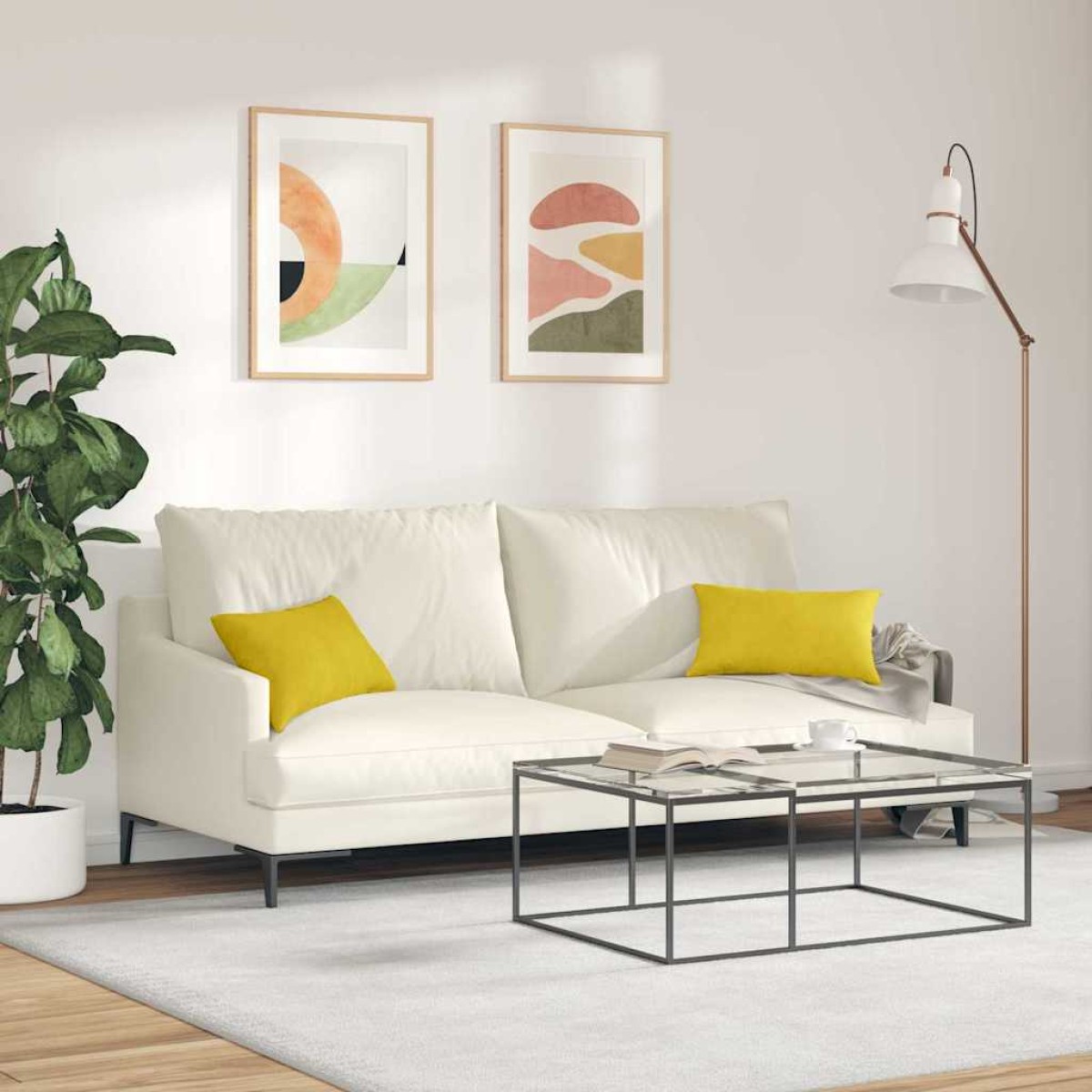 vidaXL Μαξιλάρι Καναπέ 2 pcs Κίτρινο 50 x 30 cm Υφασμάτινο Κορντουρά