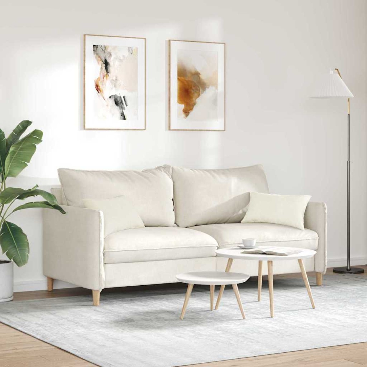 vidaXL Μαξιλάρι Καναπέ 2 pcs Κρεμ 50 x 30 cm Υφασμάτινο Κορντουρά