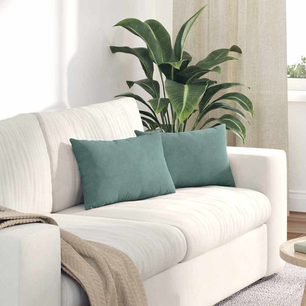 vidaXL Μαξιλάρι Καναπέ 2 pcs Θαλασσί 50 x 30 cm Υφασμάτινο Κορντουρά