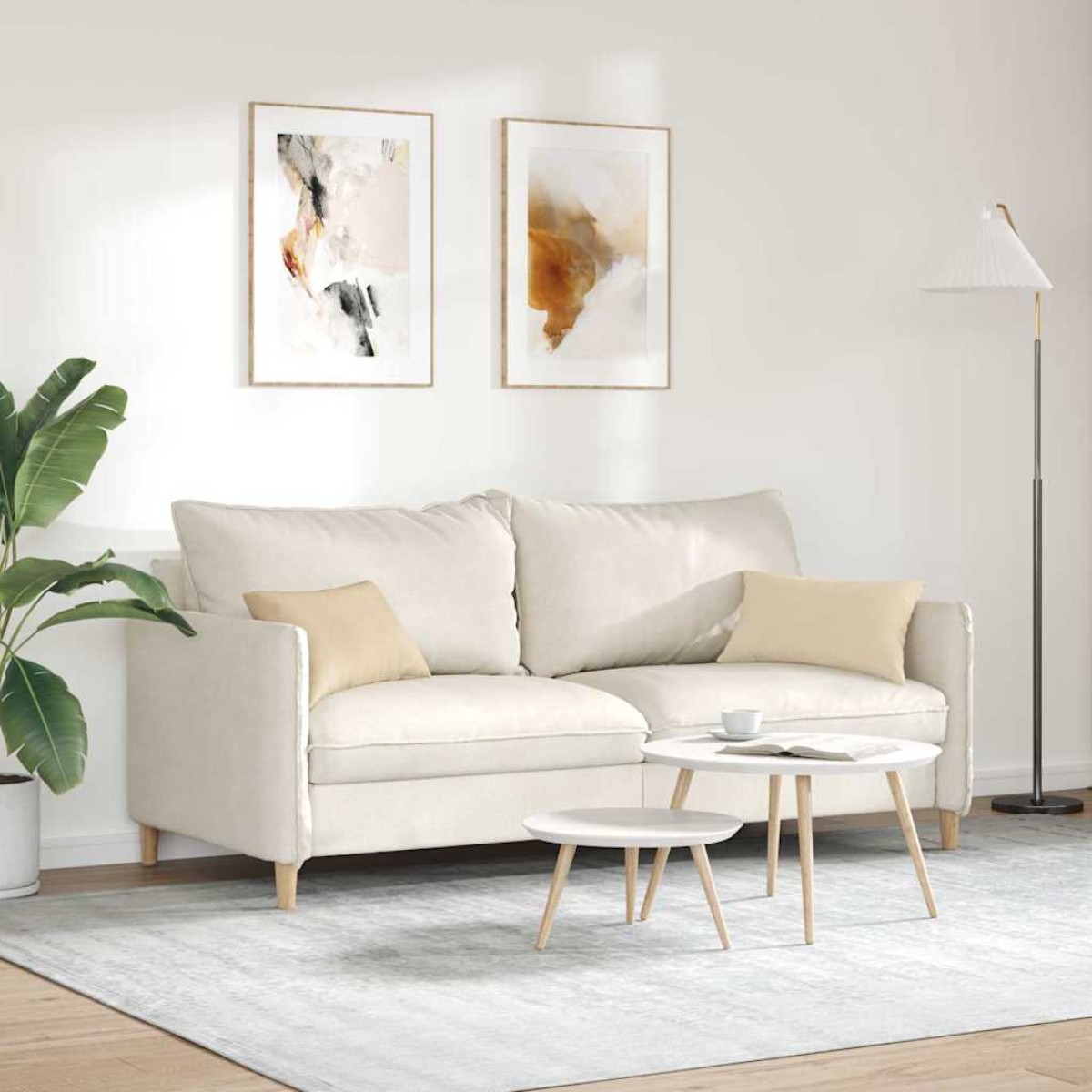 vidaXL Μαξιλάρι Καναπέ 2 pcs Κρεμ 50 x 30 cm ύφασμα