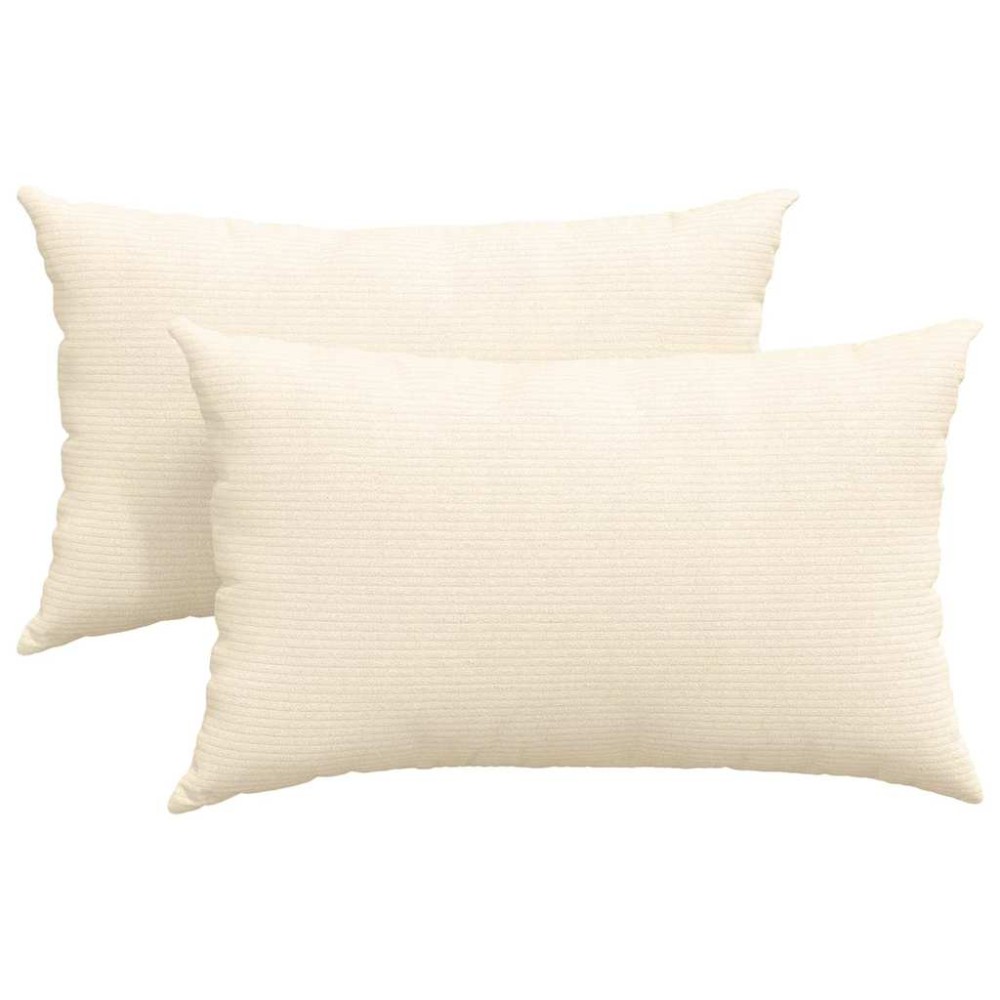vidaXL Μαξιλάρι Καναπέ 2 pcs Κρεμ 50 x 30 cm Υφασμάτινο Κορντουρά