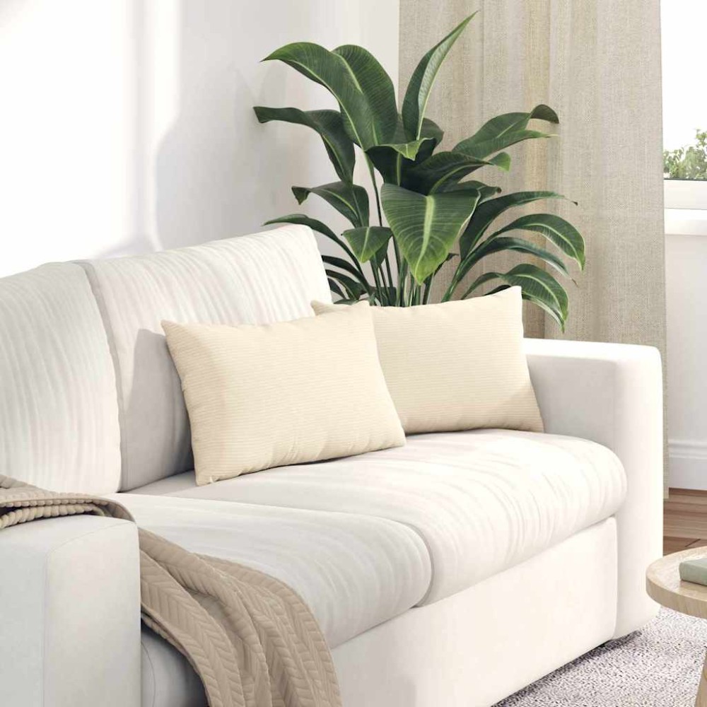 vidaXL Μαξιλάρι Καναπέ 2 pcs Κρεμ 50 x 30 cm Υφασμάτινο Κορντουρά