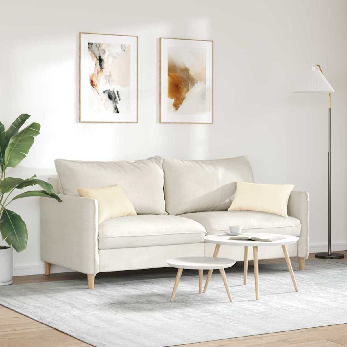 vidaXL Μαξιλάρι Καναπέ 2 pcs Κρεμ 50 x 30 cm Υφασμάτινο Κορντουρά