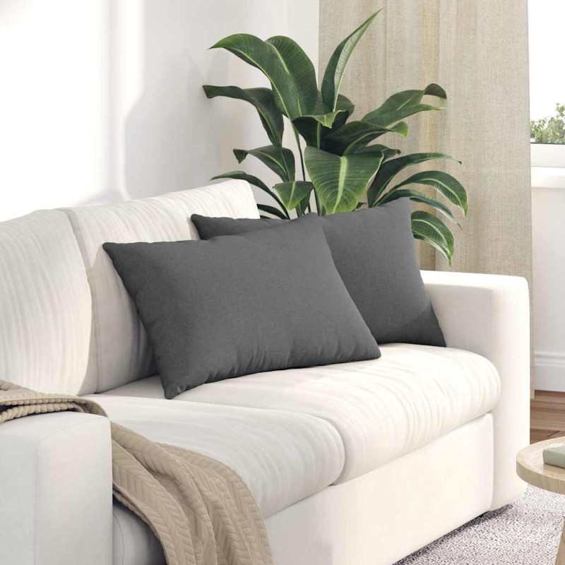 vidaXL Μαξιλάρι Καναπέ 2 τμχ. ύφασμα Σκούρο Γκρι 60 x 40 cm