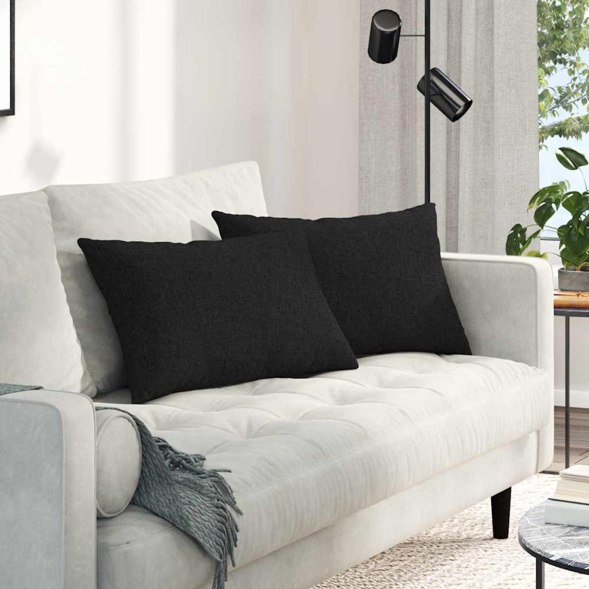 vidaXL Μαξιλάρι Καναπέ 2 τμχ. ύφασμα Μαύρο 60 x 40 cm