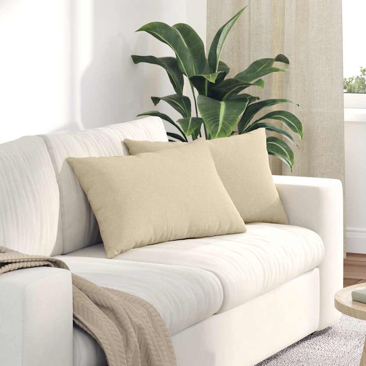 vidaXL Μαξιλάρι Καναπέ 2 τμχ. ύφασμα Κρεμ 60 x 40 cm