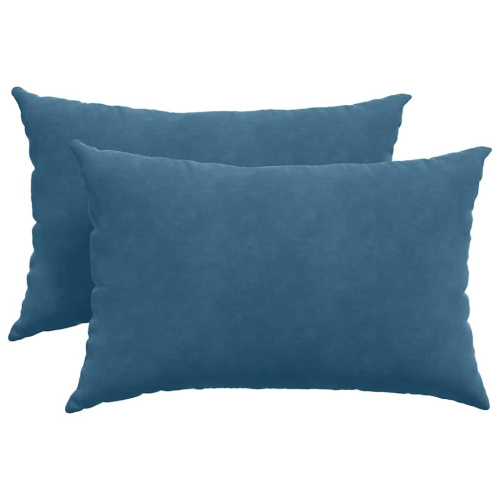 vidaXL Μαξιλάρι Καναπέ 2 pcs Μπλε 60 x 40 cm Υφασμάτινο Κορντουρά