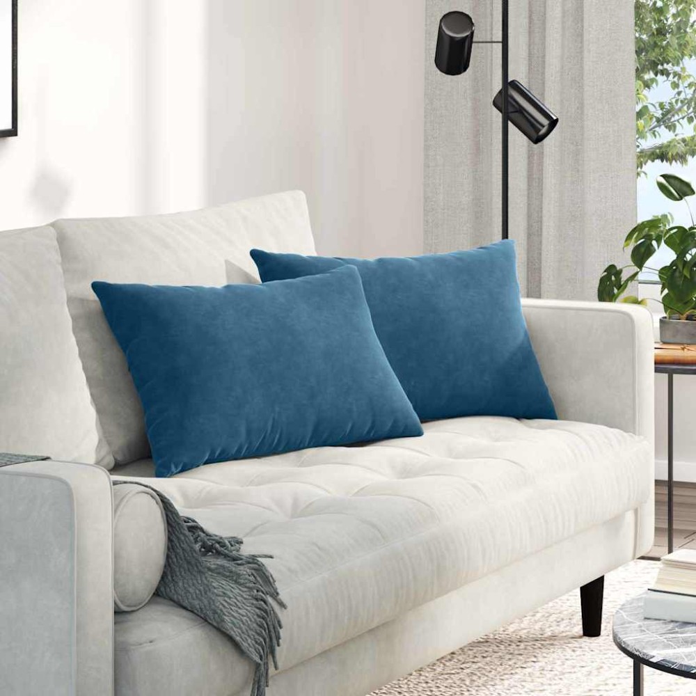 vidaXL Μαξιλάρι Καναπέ 2 pcs Μπλε 60 x 40 cm Υφασμάτινο Κορντουρά