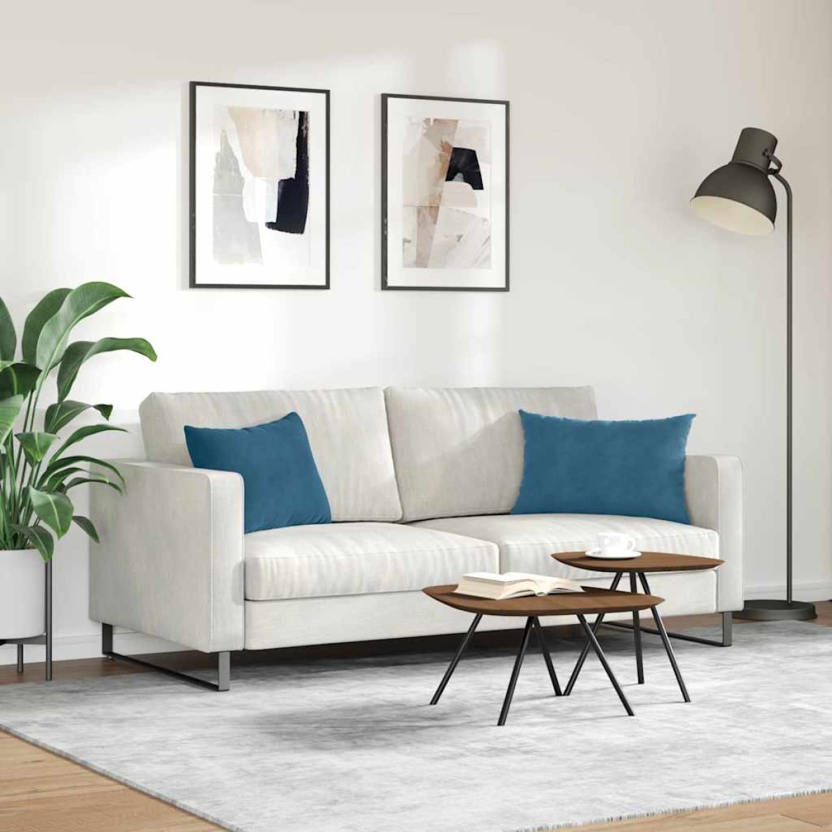 vidaXL Μαξιλάρι Καναπέ 2 pcs Μπλε 60 x 40 cm Υφασμάτινο Κορντουρά
