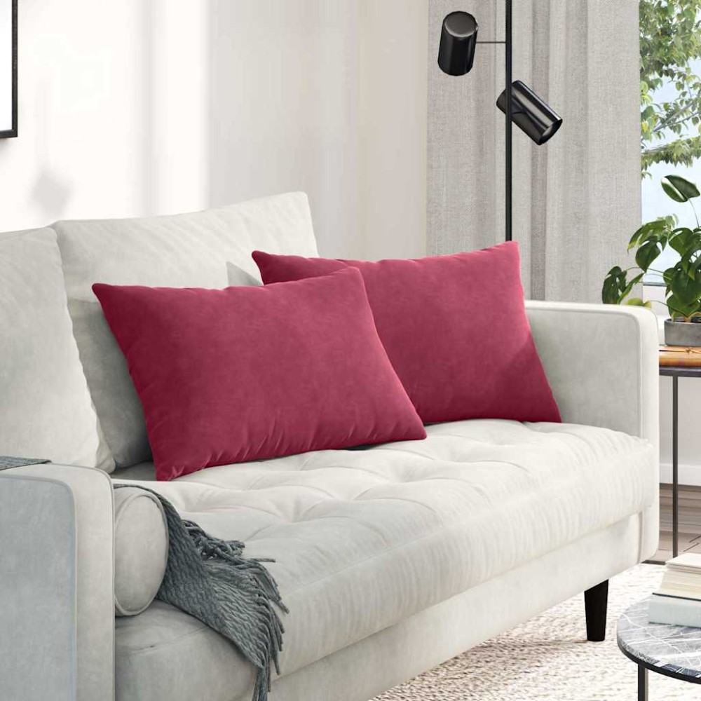 vidaXL Μαξιλάρι Καναπέ 2 pcs Κόκκινο 60 x 40 cm Υφασμάτινο Κορντουρά