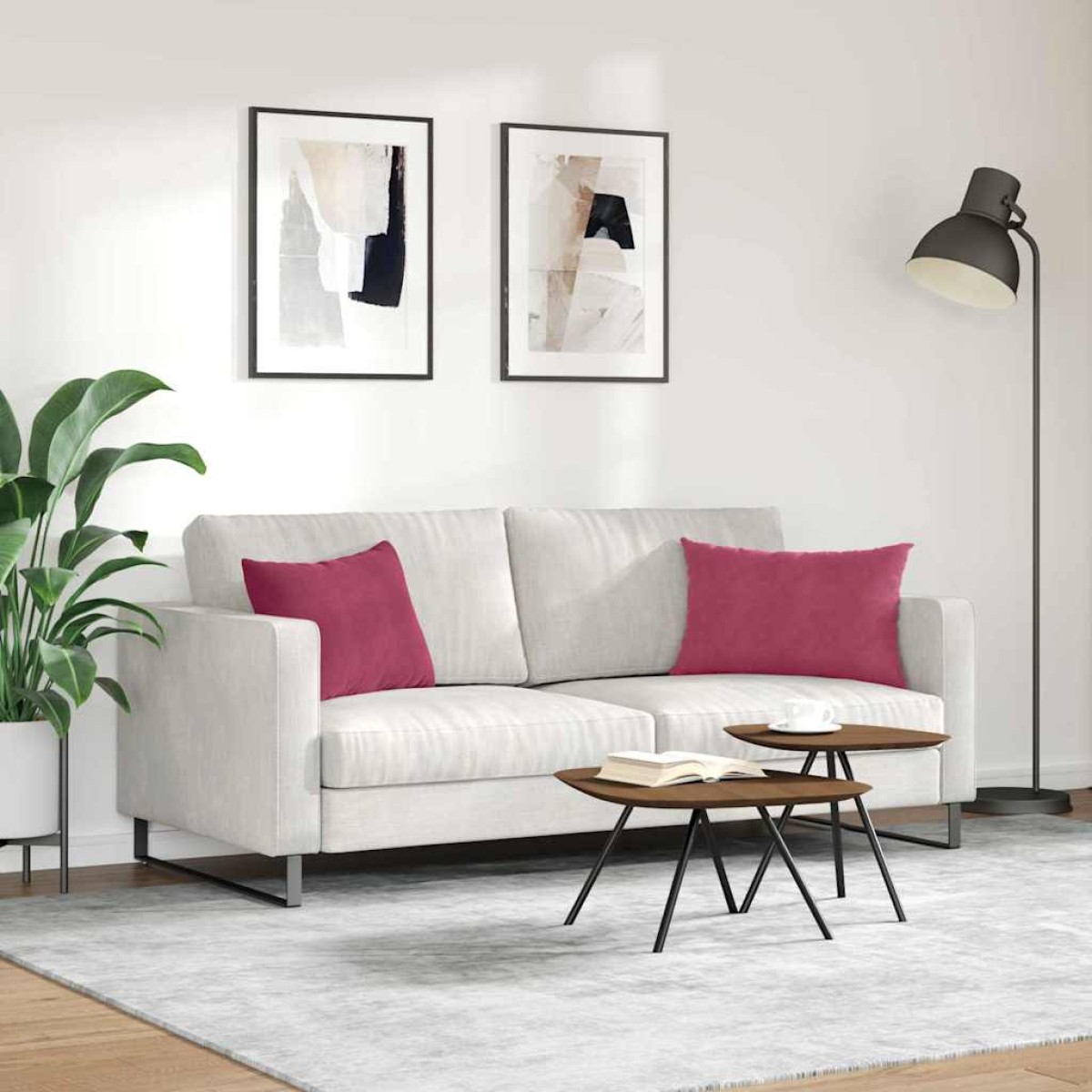 vidaXL Μαξιλάρι Καναπέ 2 pcs Κόκκινο 60 x 40 cm Υφασμάτινο Κορντουρά