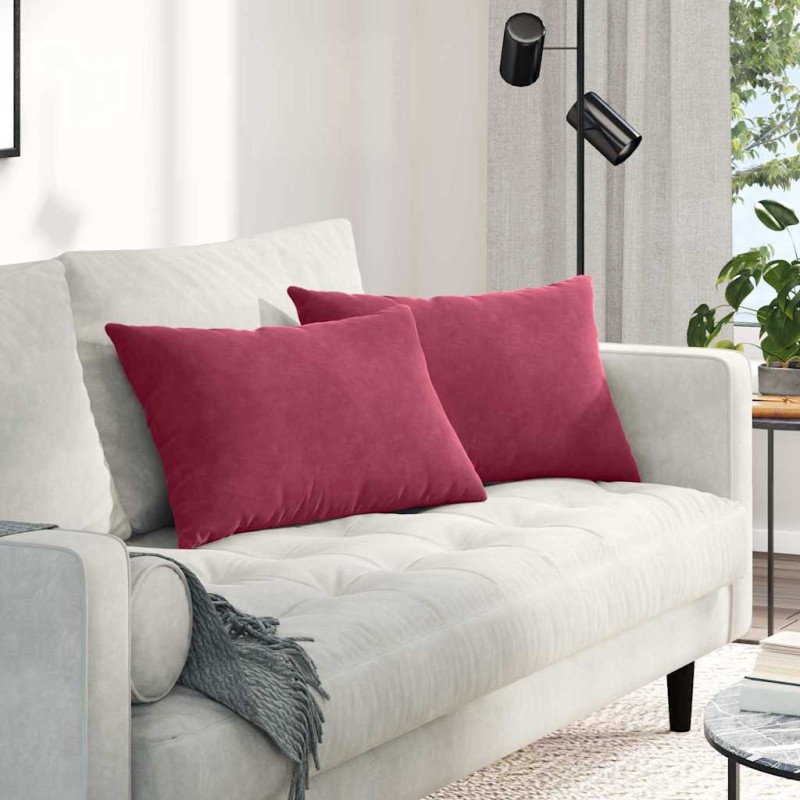 vidaXL Μαξιλάρι Καναπέ 2 pcs Κόκκινο 60 x 40 cm Υφασμάτινο Κορντουρά