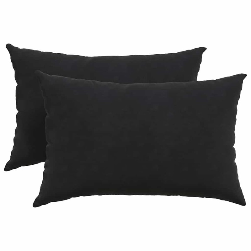 vidaXL Μαξιλάρι Καναπέ 2 pcs Μαύρο 60 x 40 cm Υφασμάτινο Κορντουρά
