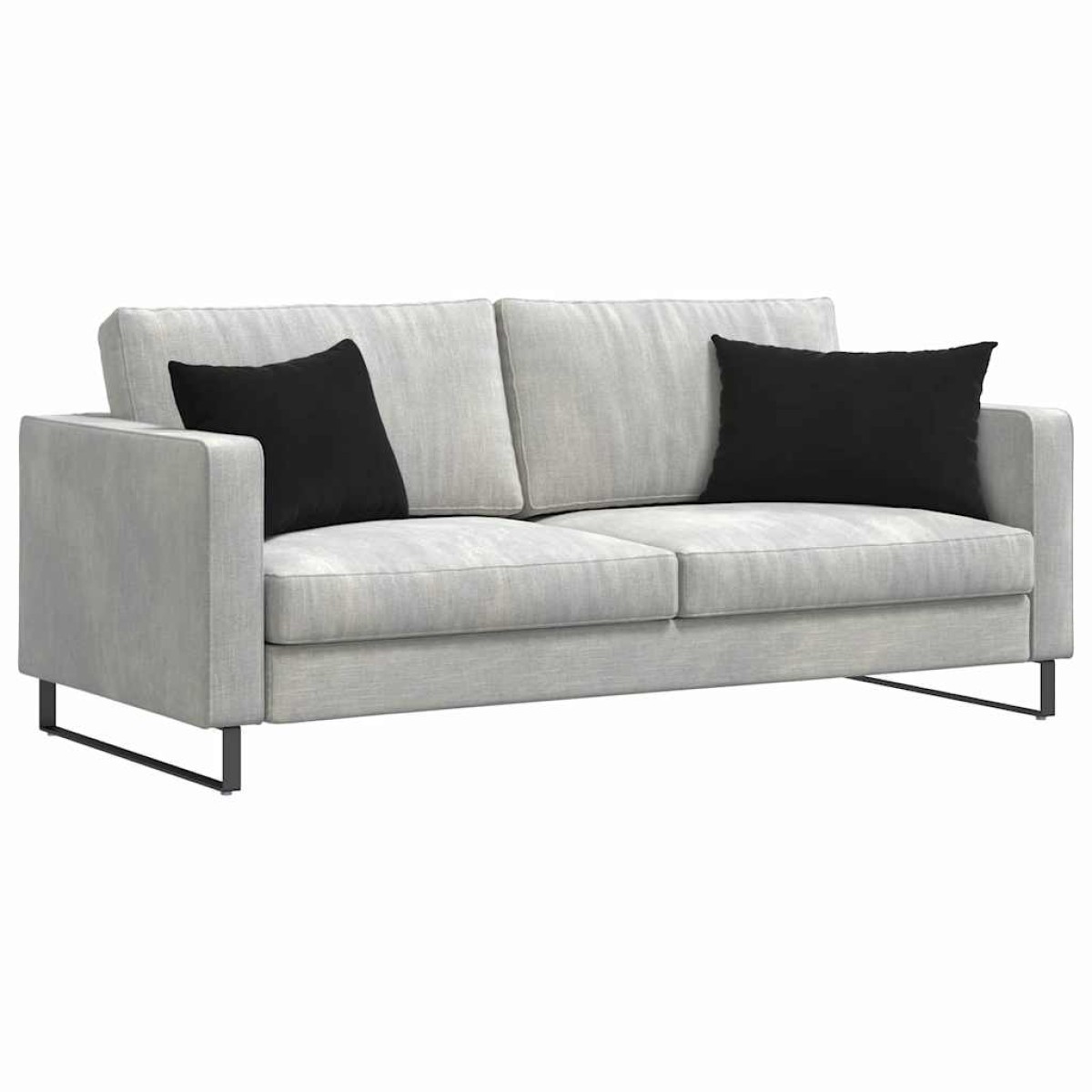 vidaXL Μαξιλάρι Καναπέ 2 pcs Μαύρο 60 x 40 cm Υφασμάτινο Κορντουρά