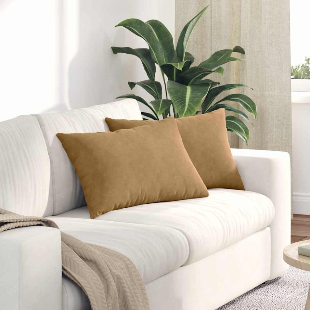 vidaXL Μαξιλάρι Καναπέ 2 pcs Καφέ 60 x 40 cm Υφασμάτινο Κορντουρά