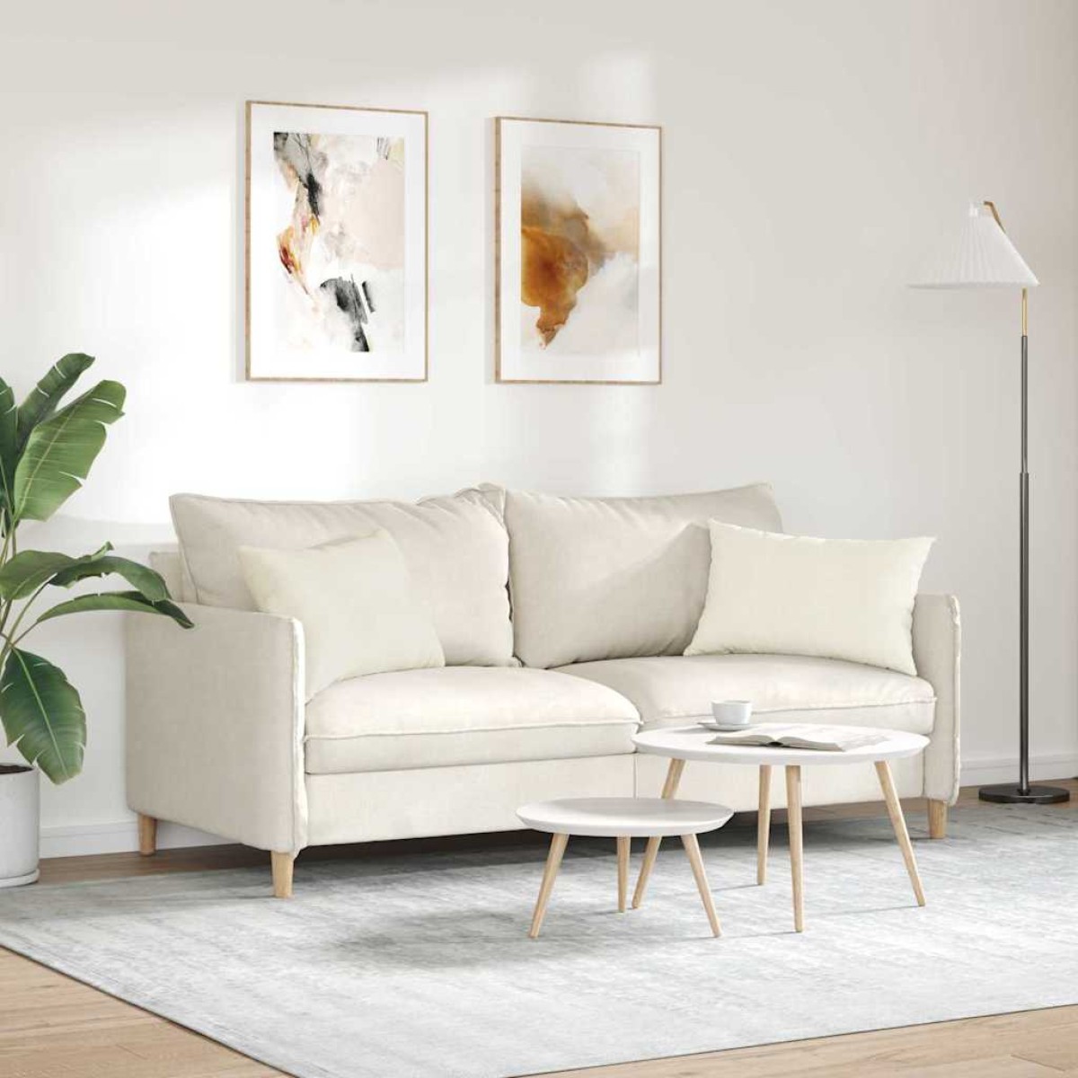 vidaXL Μαξιλάρι Καναπέ 2 pcs Κρεμ 60 x 40 cm Υφασμάτινο Κορντουρά