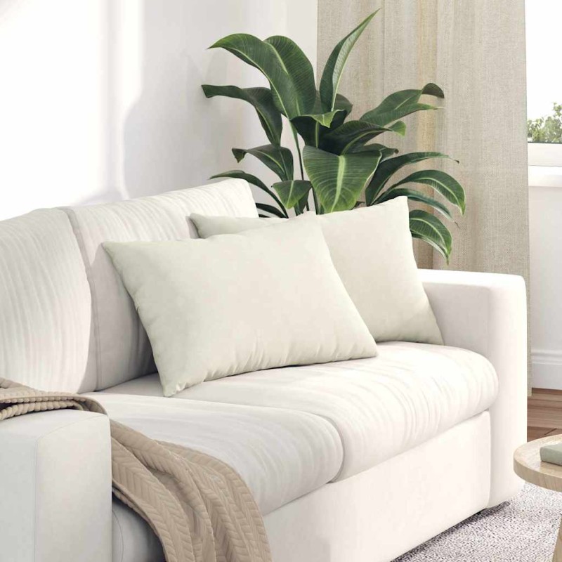 vidaXL Μαξιλάρι Καναπέ 2 pcs Κρεμ 60 x 40 cm Υφασμάτινο Κορντουρά