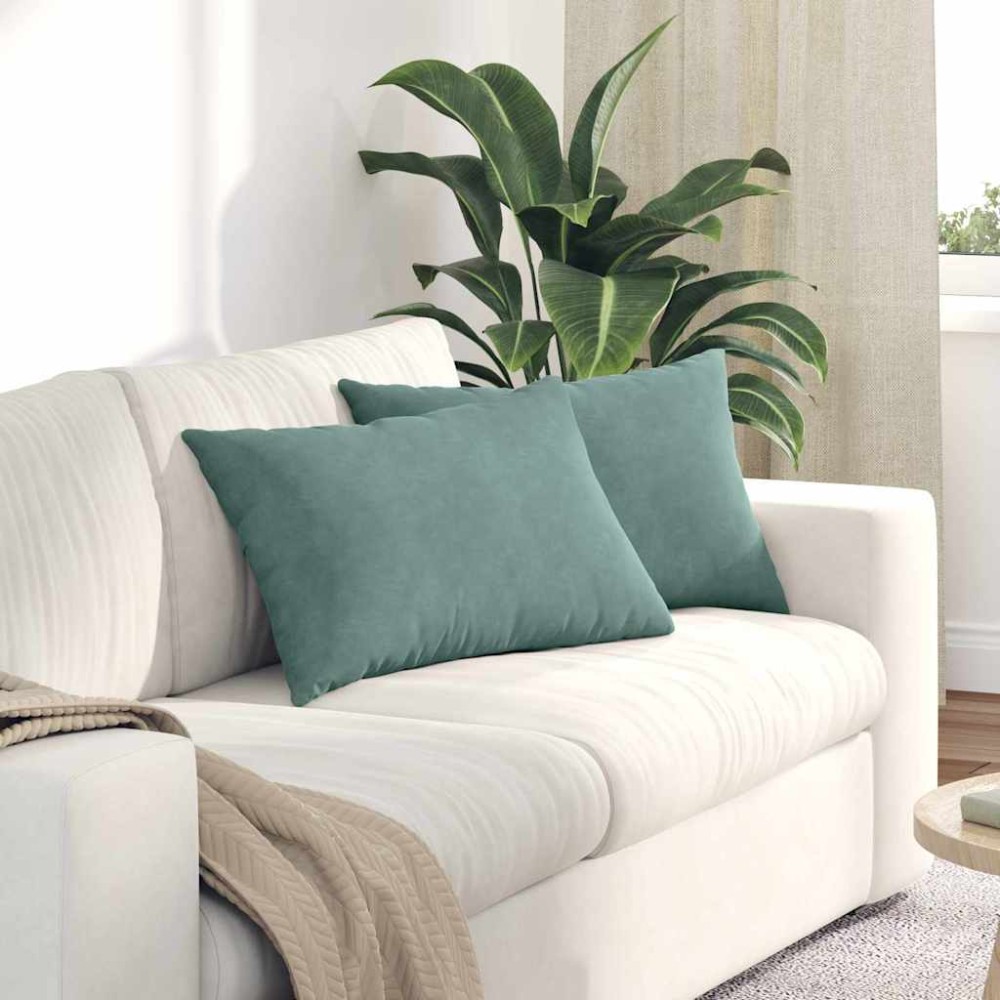 vidaXL Μαξιλάρι Καναπέ 2 pcs Θαλασσί 60 x 40 cm Υφασμάτινο Κορντουρά