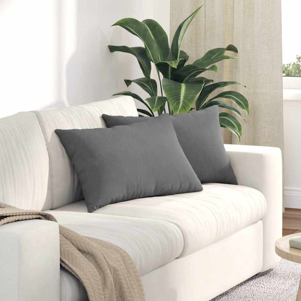 vidaXL Μαξιλάρι Καναπέ 2 pcs Σκούρο Γκρι 60 x 40 cm ύφασμα