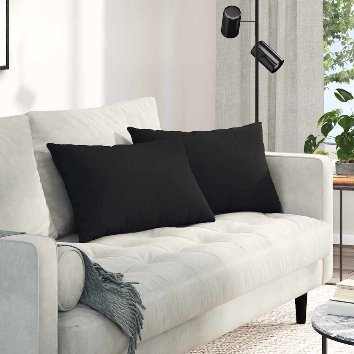 vidaXL Μαξιλάρι Καναπέ 2 pcs Μαύρο 60 x 40 cm ύφασμα