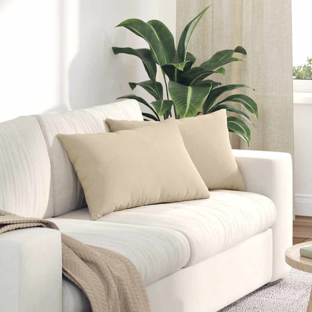 vidaXL Μαξιλάρι Καναπέ 2 pcs Κρεμ 60 x 40 cm ύφασμα