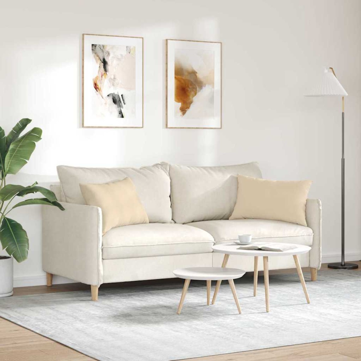 vidaXL Μαξιλάρι Καναπέ 2 pcs Κρεμ 60 x 40 cm ύφασμα