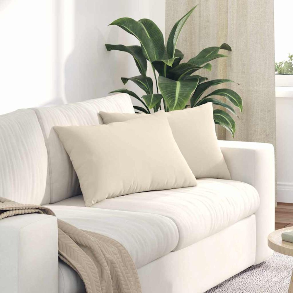 vidaXL Μαξιλάρι Καναπέ 2 pcs Μπεζ 60 x 40 cm ύφασμα