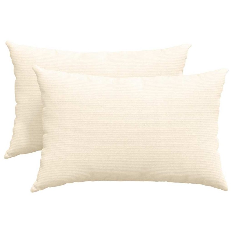 vidaXL Μαξιλάρι Καναπέ 2 pcs Κρεμ 60 x 40 cm Υφασμάτινο Κορντουρά