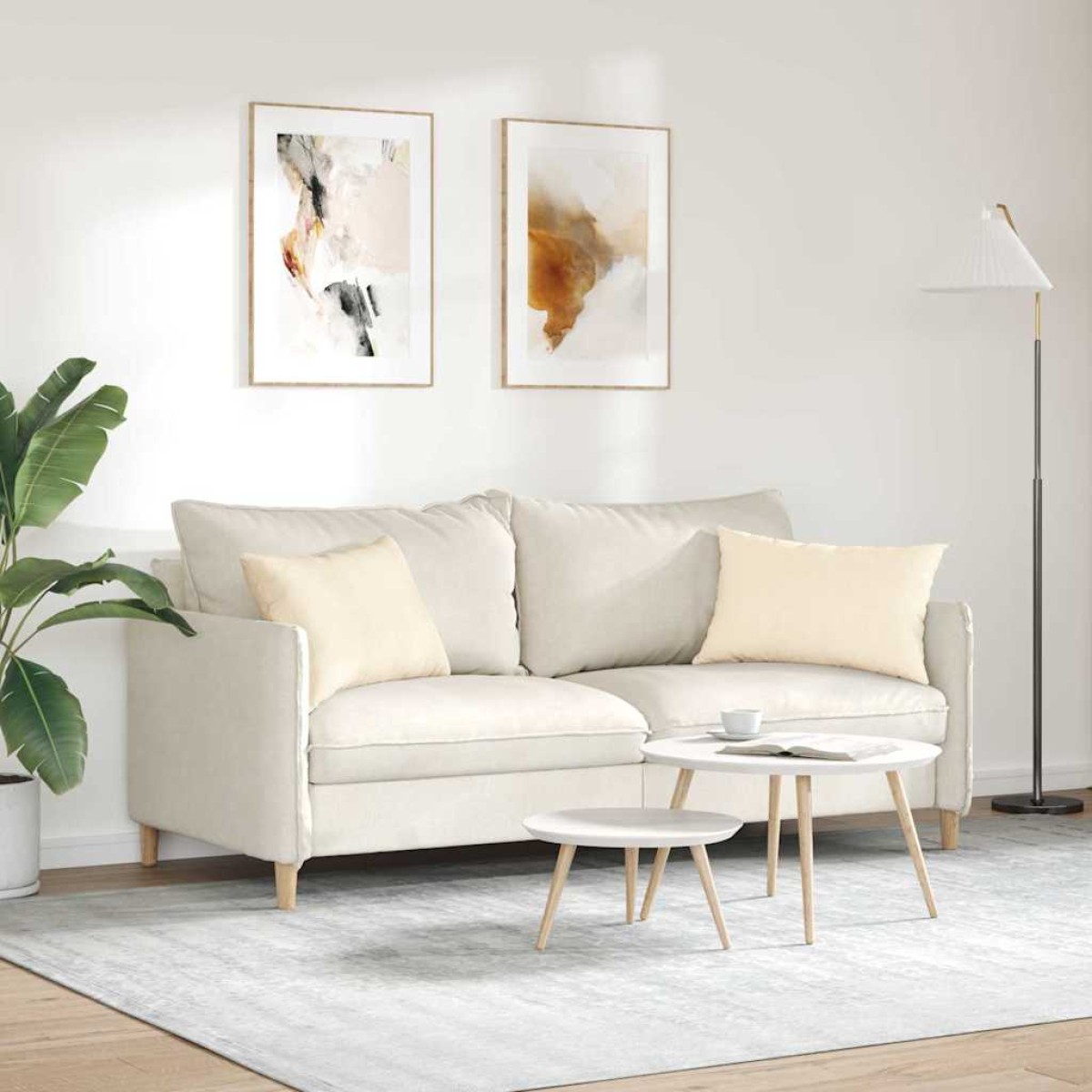 vidaXL Μαξιλάρι Καναπέ 2 pcs Κρεμ 60 x 40 cm Υφασμάτινο Κορντουρά