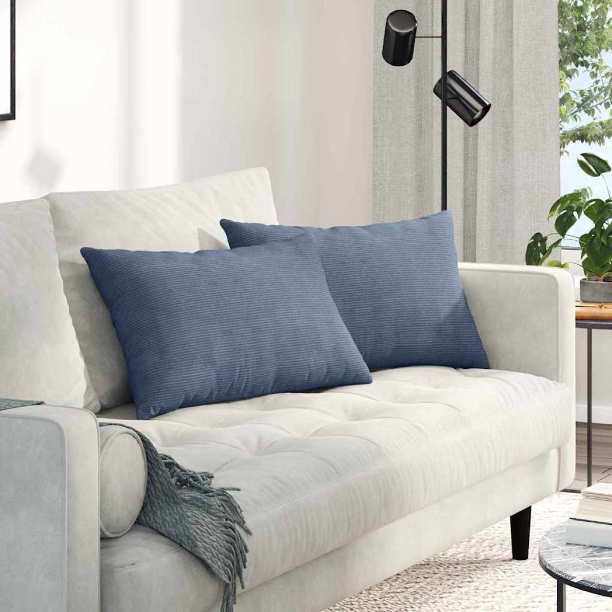 vidaXL Μαξιλάρι Καναπέ 2 pcs Μπλε 60 x 40 cm Υφασμάτινο Κορντουρά