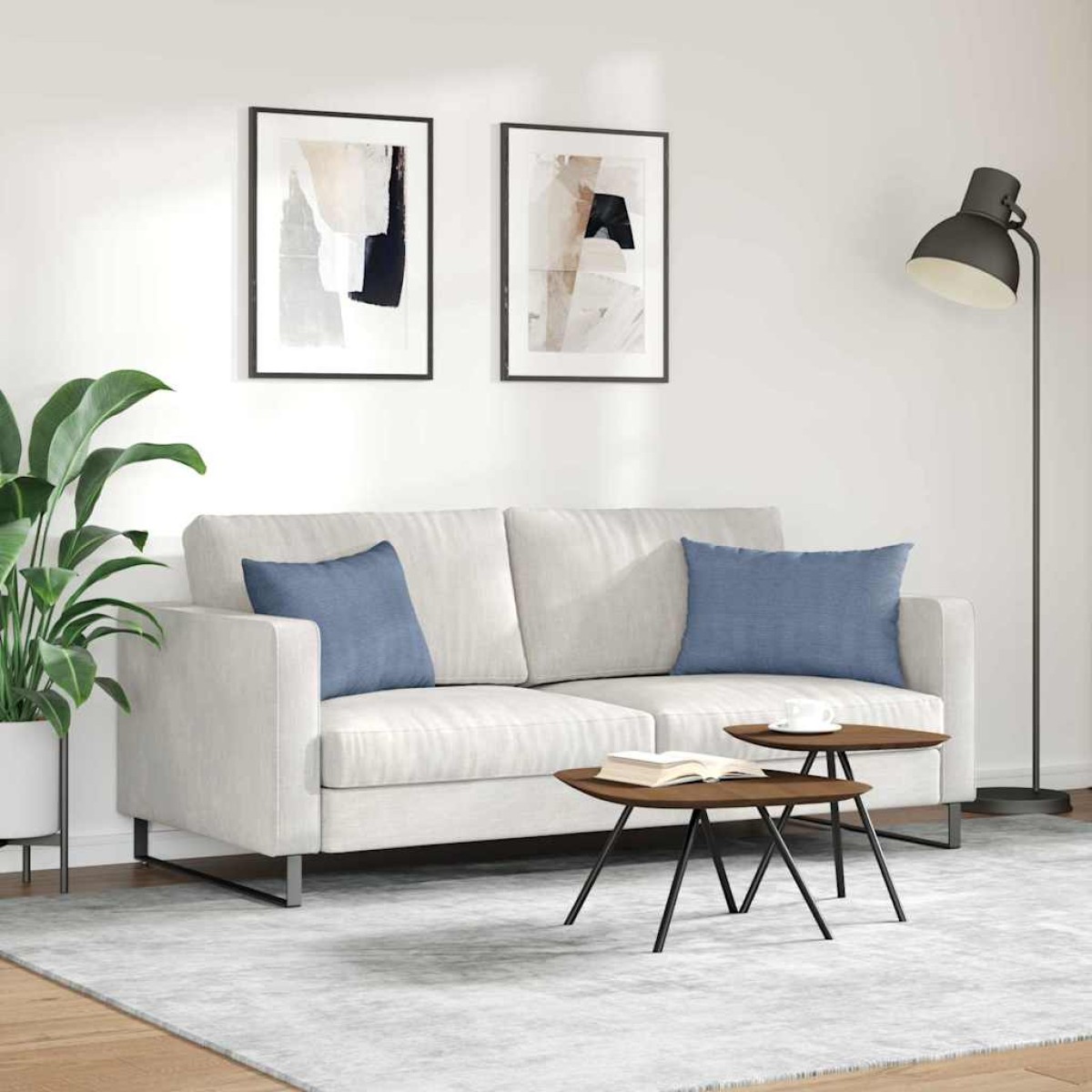 vidaXL Μαξιλάρι Καναπέ 2 pcs Μπλε 60 x 40 cm Υφασμάτινο Κορντουρά