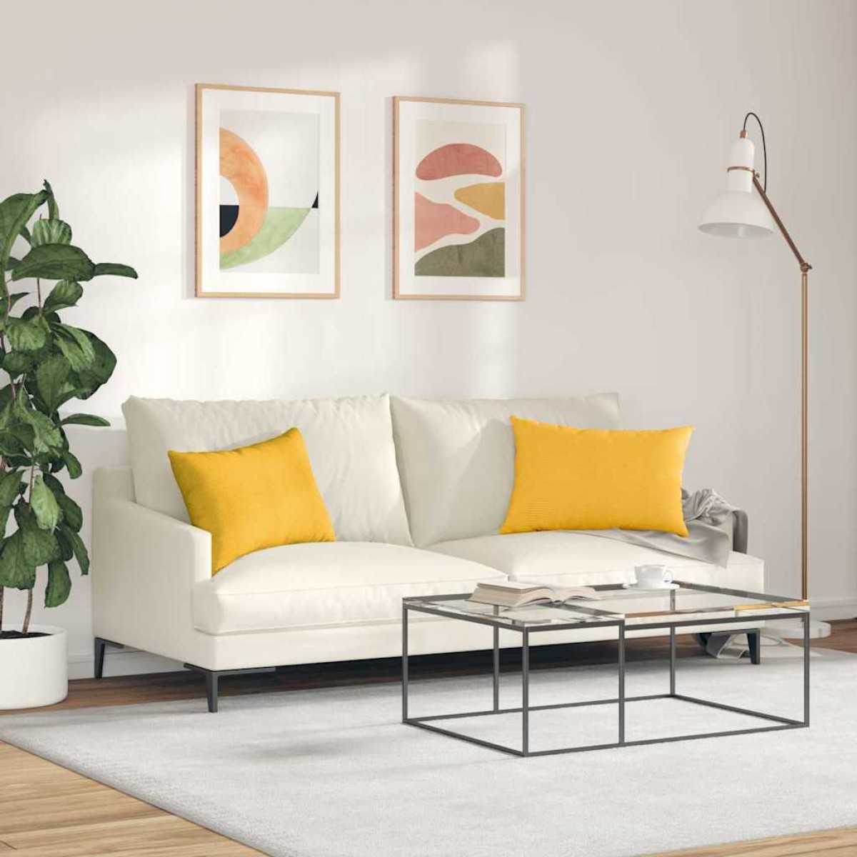 vidaXL Μαξιλάρι Καναπέ 2 pcs Απαλό Κίτρινο 60 x 40 cm