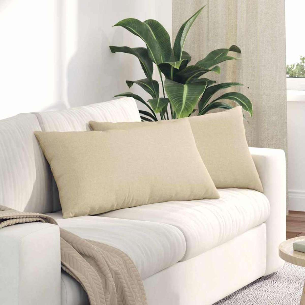 vidaXL Μαξιλάρι Καναπέ 2 τμχ. ύφασμα Κρεμ 80 x 40 cm