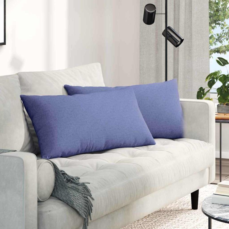 vidaXL Μαξιλάρι Καναπέ 2 τμχ. ύφασμα Μπλε τζην 80 x 40 cm